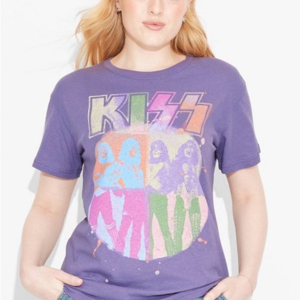 Kiss Purple Short Sleeve Tee Unisex with Graphic Design